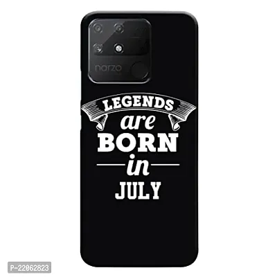 Dugvio? Printed Designer Matt Finish Hard Back Cover Case for Realme Narzo 50A - Legends are Born in July-thumb0