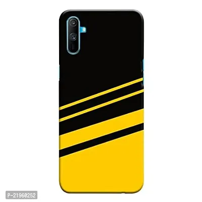 Dugvio? Poly Carbonate Back Cover Case for Realme C3 - Yellow and Black Texture