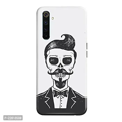 Dugvio? Printed Designer Hard Back Case Cover for Realme 6 Pro (Skul with mustach)-thumb0