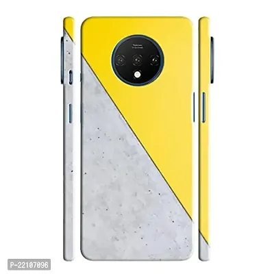 Dugvio? Printed Designer Hard Back Case Cover for OnePlus 7T (Yellow and Grey Design)