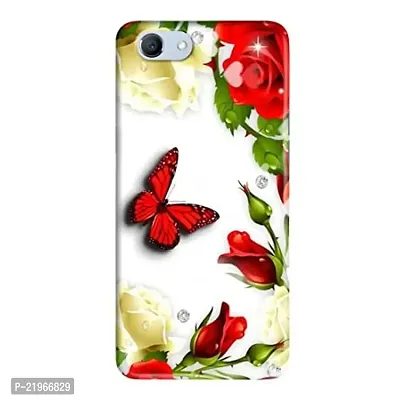 Dugvio? Poly Carbonate Back Cover Case for Oppo Realme 1 - Red Rose with Butterfly