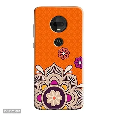 Dugvio? Printed Designer Hard Back Case Cover for Motorola Moto G7 Plus (Orange Rangoli Art)