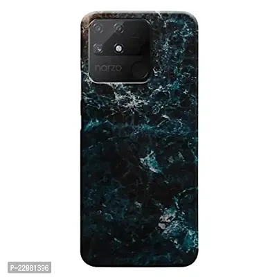 Dugvio? Printed Designer Matt Finish Hard Back Cover Case for Realme Narzo 50A - Dark Marble-thumb0