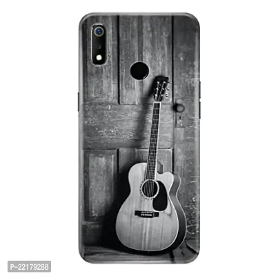 Dugvio? Hard Back Case Cover for Realme 3 Pro - Black and White Gittar, Music-thumb0