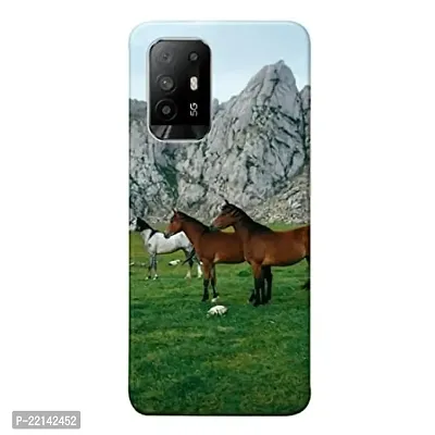 Dugvio? Printed Hard Back Case Cover Compatible for Oppo F19 Pro Plus 5G / Oppo F19 Pro + 5G - Horse, Animal Lover (Multicolor)-thumb0