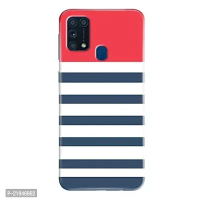 Dugvio? Polycarbonate Printed Hard Back Case Cover for Samsung Galaxy M31 / Samsung M31 (Red and Blue Stripes)