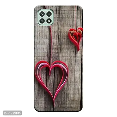 Dugvio? Printed Designer Matt Finish Hard Back Cover Case for Samsung Galaxy A22 (5G) - Wooden Love Design
