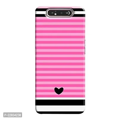 Dugvio? Printed Designer Matt Finish Hard Back Case Cover for Samsung Galaxy A80 / Samsung A90 (Line Border with Little Heart)