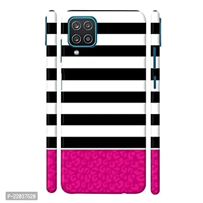 Dugvio? Printed Designer Matt Finish Hard Back Case Cover for Samsung Galaxy A12 / Samsung A12 (Pink and Black line)