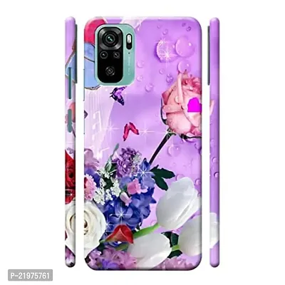 Dugvio? Printed Designer Matt Finish Hard Back Cover Case for Xiaomi Redmi Note 10 / Redmi Note 10S - Pink Butterfly with Rose