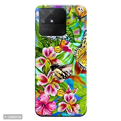 Dugvio? Printed Designer Matt Finish Hard Back Cover Case for Realme Narzo 50A - Butterfly Painting
