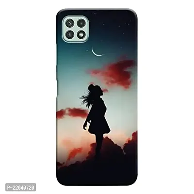 Dugvio? Printed Designer Back Cover Case for Samsung Galaxy A22 (5G) - Girl in Moon