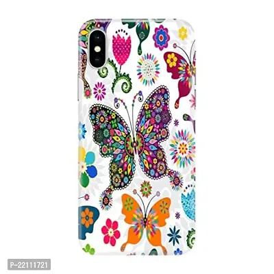 Dugvio? Printed Hard Back Case Cover Compatible for Apple iPhone Xs Max - Butterfly Pattern Art (Multicolor)-thumb0