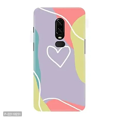 Dugvio? Printed Hard Back Case Cover Compatible for OnePlus 6 - Love White and Purple Heart (Multicolor)