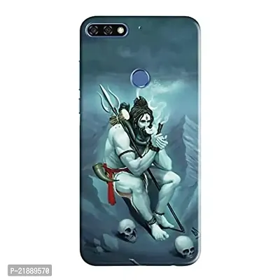 Dugvio Polycarbonate Printed Colorful Lord Shiva with Chillam, Angry Shiva, Mahadev Designer Hard Back Case Cover for Huawei Honor 7C / Honor 7C (Multicolor)
