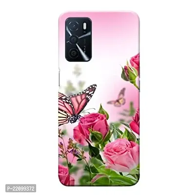 Dugvio? Printed Matt Finish Back Case Cover for Oppo A16 (5G) / Oppo A53S (5G) / Oppo A55 (5G) (Pink Rose and Butterfly)