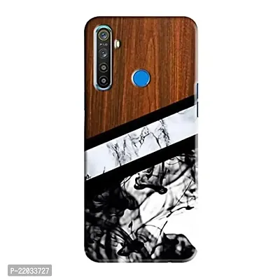 Dugvio? Printed Wooden and Marble Effect Designer Hard Back Case Cover for Realme 5 (Multicolor)