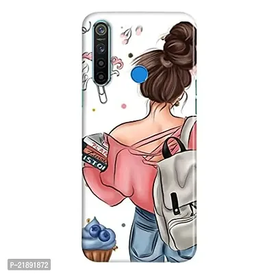 Dugvio Polycarbonate Printed Colorful Cute Girl with Reading Books Designer Hard Back Case Cover for Realme 5i (Multicolor)-thumb0