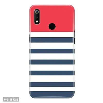 Dugvio? Printed Designer Back Cover Case for Realme 3 Pro - Red and Blue Stripes