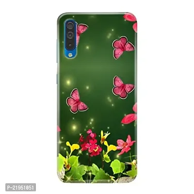 Dugvio? Polycarbonate Printed Hard Back Case Cover for Samsung Galaxy A50 / Samsung A50 / SM-A505F/DS (Pink Butterfly Design Art)
