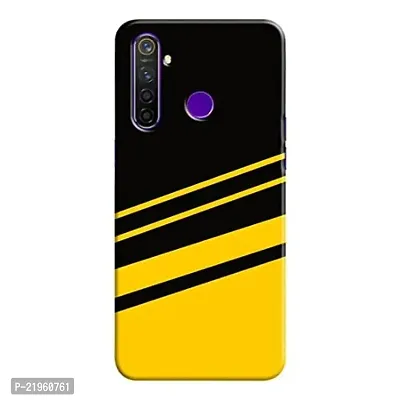 Dugvio? Poly Carbonate Back Cover Case for Realme 5 Pro - Yellow and Black Texture