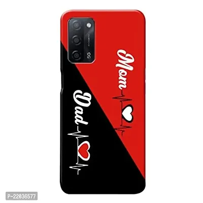 Dugvio? Printed Red and Black Mom and Dad, Mummy Papa Designer Hard Back Case Cover for Oppo A54(5G) / Oppo A93 (5G) / Oppo A93S (5G) (Multicolor)-thumb0