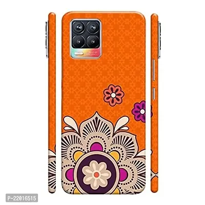 Dugvio? Printed Designer Hard Back Case Cover for Realme 8 (Orange Rangoli Art)