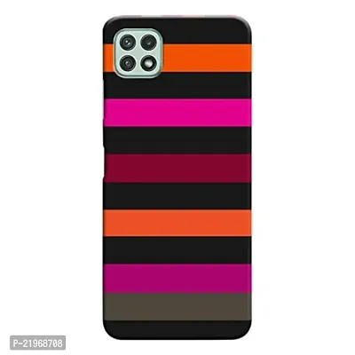 Dugvio? Printed Designer Matt Finish Hard Back Cover Case for Samsung Galaxy A22 (5G) - Colorful Pattern Border