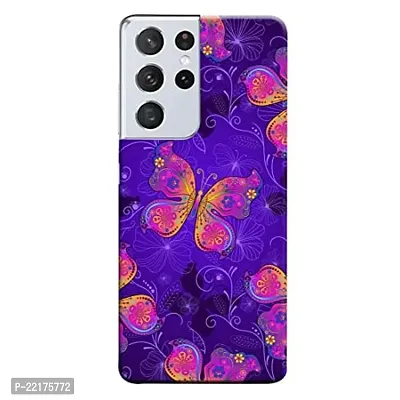 Dugvio? Poly Carbonate Back Case Cover for Samsung Galaxy S21 Ultra (5G) - Purple Butterfly-thumb0