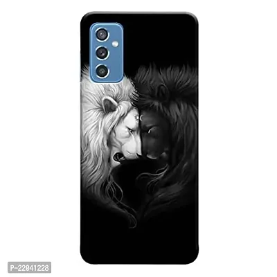 Dugvio? Printed White and Black Lion Designer Hard Back Case Cover for Samsung Galaxy M52 (5G) (Multicolor)