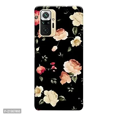 Dugvio? Poly Carbonate Back Cover Case for Xiaomi Redmi Note 10 Pro Max - Floral Design, Black Flower