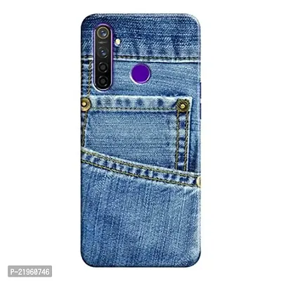 Dugvio? Poly Carbonate Back Cover Case for Realme 5 Pro - Blue Pocket Jeans