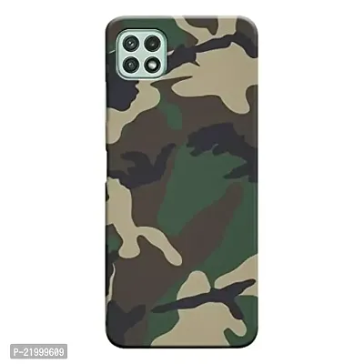 Dugvio? Printed Designer Matt Finish Hard Back Cover Case for Samsung Galaxy A22 (5G) - Army Camoflage