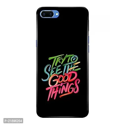 Dugvio? Polycarbonate Printed Colorful Try to See The Good Things Quotes Designer Hard Back Case Cover for Oppo A3S (Multicolor)