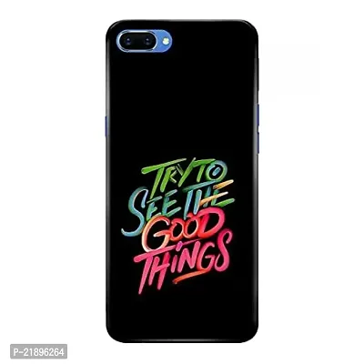 Dugvio? Polycarbonate Printed Colorful Try to See The Good Things Quotes Designer Hard Back Case Cover for Oppo A3S (Multicolor)-thumb0