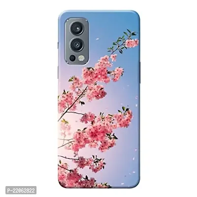 Dugvio? Printed Designer Matt Finish Hard Back Cover Case for OnePlus Nord 2 (5G) - Sky with Pink Floral-thumb0