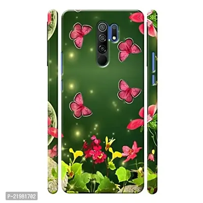 Dugvio? Printed Designer Hard Back Case Cover for Xiaomi Redmi 9 Prime (Pink Butterfly Design Art)