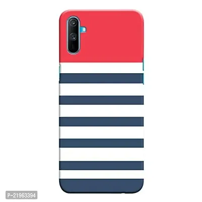 Dugvio? Poly Carbonate Back Cover Case for Realme C3 - Red and Blue Stripes