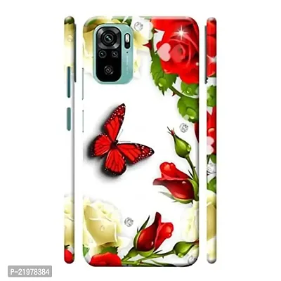 Dugvio? Printed Designer Matt Finish Hard Back Cover Case for Xiaomi Redmi Note 10 / Redmi Note 10S - Red Rose with Butterfly-thumb0