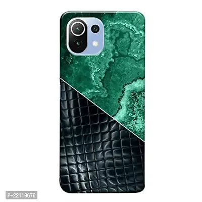 Dugvio? Printed Hard Back Case Cover Compatible for Xiaomi Mi 11 Lite 5G - Green and Black Marble (Multicolor)-thumb0