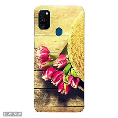 Dugvio? Printed Hard Back Cover Case for Samsung Galaxy M21 2021 / Samsung M21 / Samsung M30S - Flowers with Wooden-thumb0