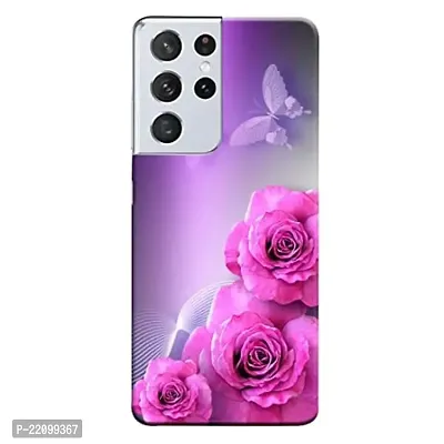 Dugvio? Printed Matt Finish Back Case Cover for Samsung Galaxy S21 Ultra (5G) (Rose, Flower, Butterfly, Pink Rose)