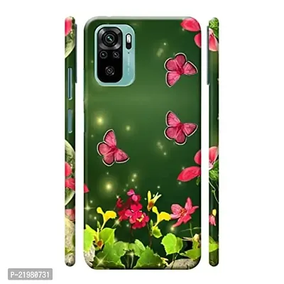 Dugvio? Printed Designer Matt Finish Hard Back Cover Case for Xiaomi Redmi Note 10 / Redmi Note 10S - Pink Butterfly Design Art-thumb0