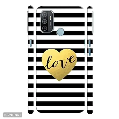 Dugvio? Printed Designer Matt Finish Hard Back Cover Case for Oppo A53 / Oppo A33 - Love Heart with Black Texture