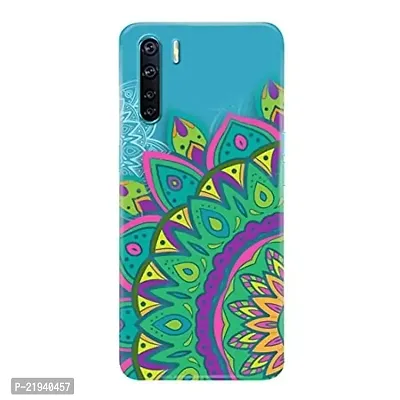 Dugvio? Polycarbonate Printed Hard Back Case Cover for Oppo F15 (Green Rangoli Art)-thumb0