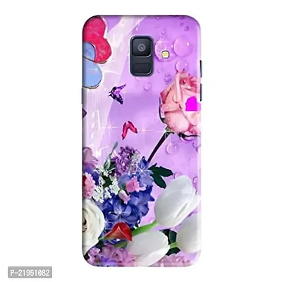 Dugvio? Polycarbonate Printed Hard Back Case Cover for Samsung Galaxy A6 / Samsung A6 (2018)/ SM-A600F/DS (Pink Butterfly with Rose)-thumb0