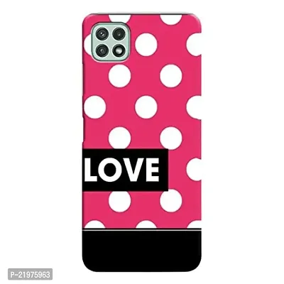 Dugvio? Printed Designer Matt Finish Hard Back Cover Case for Samsung Galaxy A22 (5G) - Pink Love dot