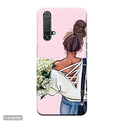 Dugvio Polycarbonate Printed Colorful Cute Girl with Flowers Designer Hard Back Case Cover for Realme X3 / Realme X3 Super Zoom (Multicolor)-thumb0