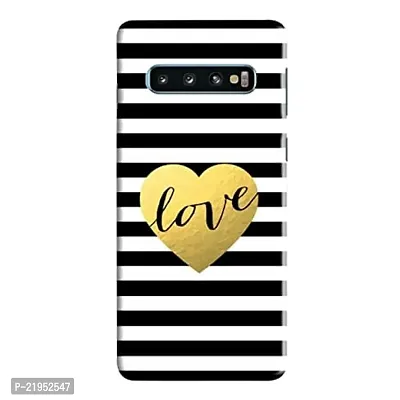 Dugvio? Polycarbonate Printed Hard Back Case Cover for Samsung Galaxy S10 / Samsung S10 (Love Heart with Black Texture)