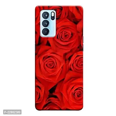 Dugvio? Printed Designer Matt Finish Hard Back Cover Case for Oppo Reno 6 Pro (5G) - Red Rose Flowers